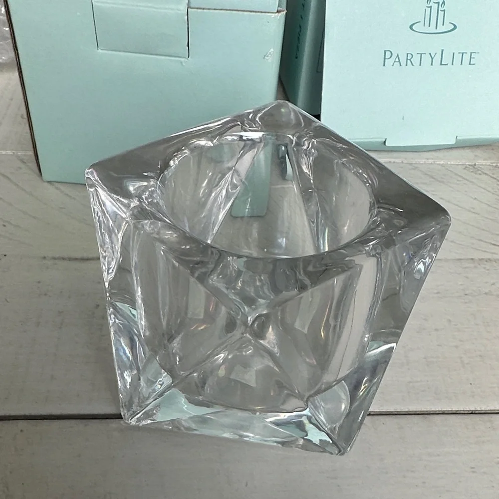 NWT PartyLite Crystal Candle Holders P8035 Discover Prism